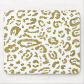 Gold Glitzer White Cheetah Leopard Animal Print Mousepad (Vorne)
