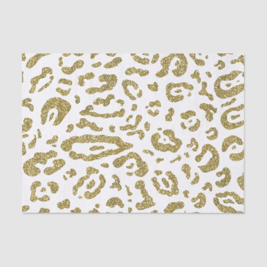 Gold Glitzer White Cheetah Leopard Tierwerbung Seidenpapier (Vorderseite)
