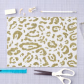 Gold Glitzer White Cheetah Leopard Tierwerbung Seidenpapier (Handwerk)
