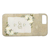 Gold Glitzer White Floral Monogram Case-Mate iPhone Hülle (Rückseite (Horizontal))