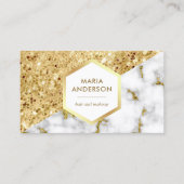 Gold Glitzer White Marble Makeup Artist Visitenkarte (Vorderseite)