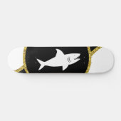 Gold Glitzer White Shark Skateboard (Horizontal)
