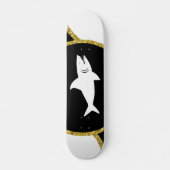 Gold Glitzer White Shark Skateboard (Vorne)