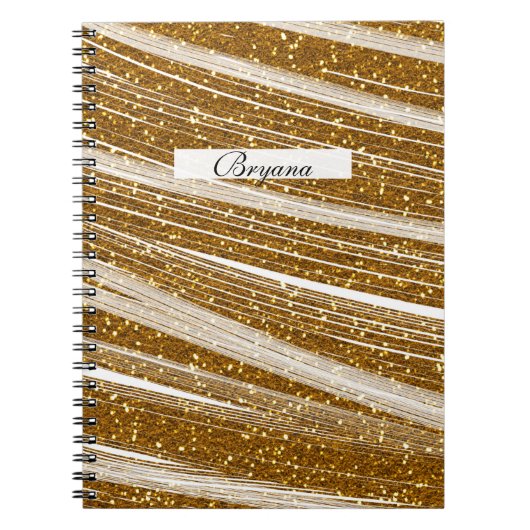 Gold Glitzer White Sparkle Chic Glamour Notebook Notizblock (Vorderseite)