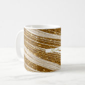 Gold Glitzer White Sparkle Glamour Kaffee Tasse (Vorderseite Links)