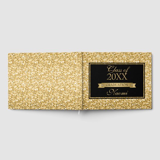 Gold Glitzer White Sparks Gästebuch (Voll)