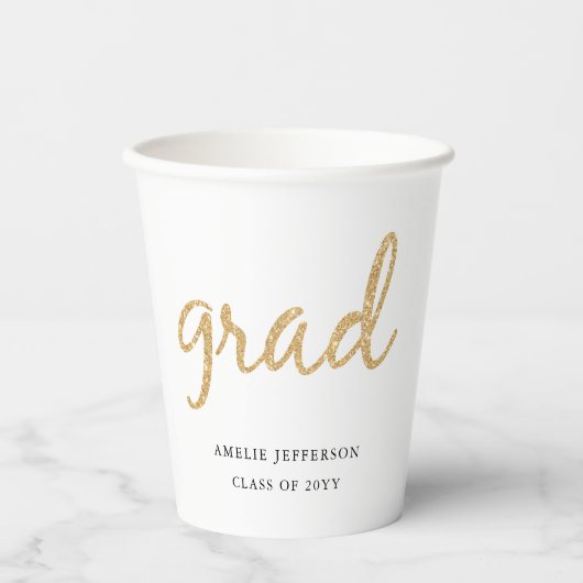 Gold Glitzer | Whitepaper-Becher Pappbecher (Vorderseite)