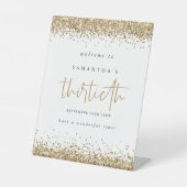 Gold Glitzer Willkommensgruss 30. Geburtstagsparty Sockelschild (Vorderseite)