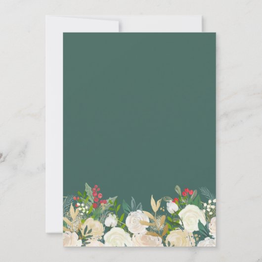 Gold Glitzer Winter Floral Berries Weihnachtsfest Einladung (Rückseite)