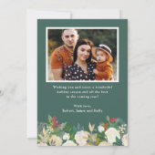 Gold Glitzer Winter Floral Frohe Weihnachten Foto (Rückseite)