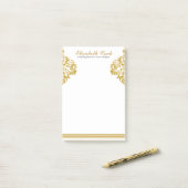 Gold Glitzer Wirbel & Streifen Post-it Klebezettel (Auf Schreibtisch)