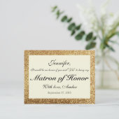 Gold Glitzer wird mein Ehrenkartenmatur sein Einladungspostkarte (Stehend Vorderseite)