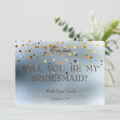 Gold Glitzer wird meine Bridesmaid-Einladung sein Einladung (Stehend Vorderseite)