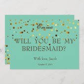 Gold Glitzer wird meine Bridesmaid-Einladung sein Einladung (Vorne/Hinten)