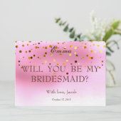Gold Glitzer wird meine Bridesmaid-Einladung sein Einladung (Stehend Vorderseite)