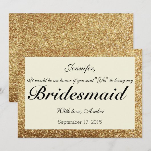 Gold Glitzer wird meine Einladung sein (Vorne/Hinten)