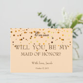 Gold Glitzer wird meine TRAUZEUGIN sein Einladung (Stehend Vorderseite)