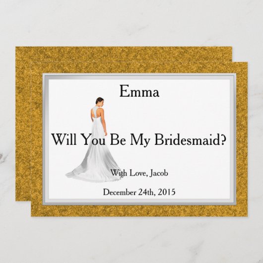 Gold Glitzer wirst du meine Bridesmaid sein Einladung (Vorne/Hinten)