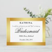 Gold Glitzer wirst du meine Bridesmaid sein Einladung (Stehend Vorderseite)