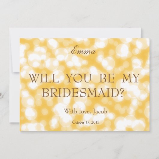 Gold Glitzer wirst du meine Bridesmaid sein Einladung (Vorderseite)