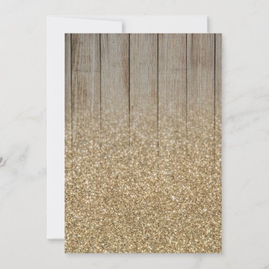 Gold Glitzer Wood Floral Chalkboard Brunch Bubbly Einladung (Rückseite)