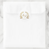 Gold Glitzer Wreath Monogram Wedding Save the Date Runder Aufkleber (Tasche)