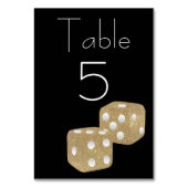 Gold Glitzer Würfel auf schwarz Tischnummer (Rückseite)