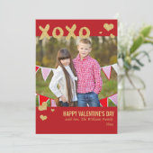 Gold Glitzer XOXO Valentinstag Karten (Stehend Vorderseite)