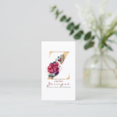 Gold Glitzer Z Monogram Burgundy Red Floral Visitenkarte (Stehend Vorderseite)