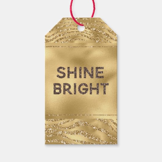 Gold Glitzer Zebra Print Shine Geschenkanhänger (Vorderseite)