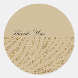 Gold Glitzer Zebra Print Vielen Dank Runder Aufkleber