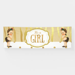 Gold Glitzer Zebradruck Vintage Baby Shower Banner