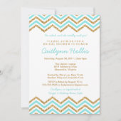 Gold Glitzer Zickzack | Baby, Bridal oder Geburtst Einladung (Vorderseite)