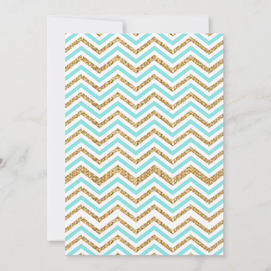 Gold Glitzer Zickzack | Baby, Bridal oder Geburtst Einladung (Rückseite)
