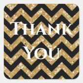 Gold Glitzer Zickzack Danke Stickers (Vorderseite)