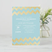Gold Glitzer Zickzack Geburtstagspartei| Türkisch Einladung (Stehend Vorderseite)