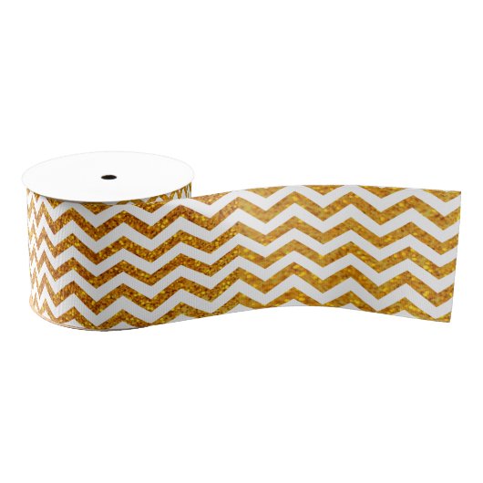 Gold Glitzer Zickzack Holiday Satin Ribbon Ripsband (Spule)