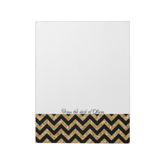 Gold Glitzer Zickzack Notepad Notizblock (Rotiert)