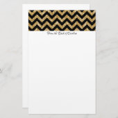 Gold Glitzer Zickzack Stationery Briefpapier (Vorne/Hinten)
