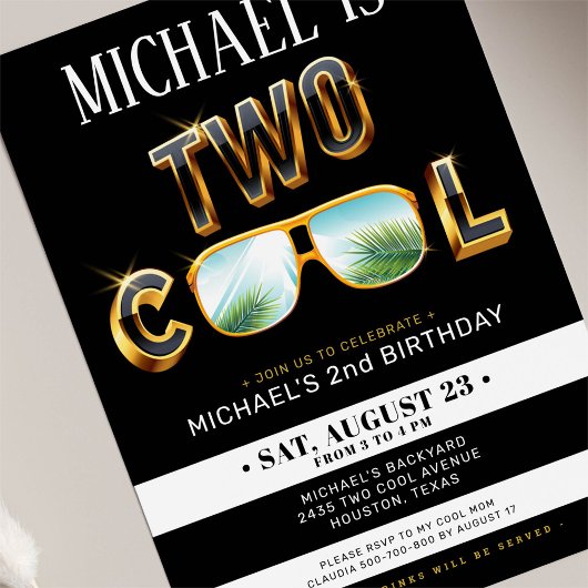 Gold Glitzer Zwei coole Party Einladung