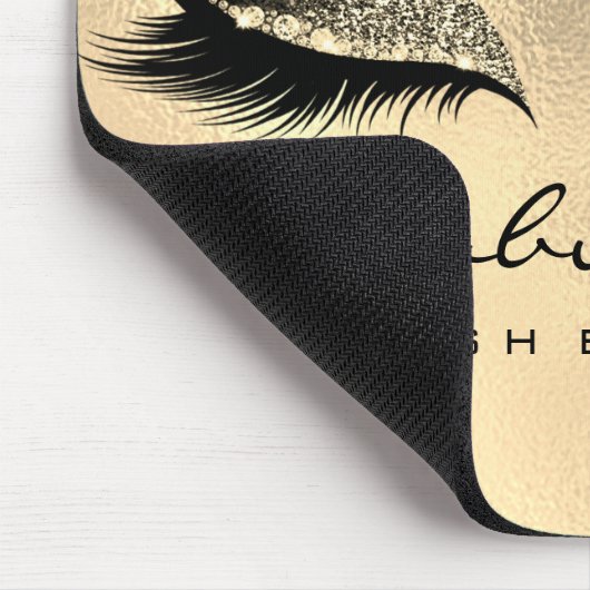 Gold Glitzern Beauty Studio Lashes Mousepad (Ecke)