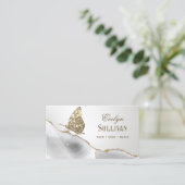 Gold Glitzern Butterfly White Agate Business Card Visitenkarte (Stehend Vorderseite)