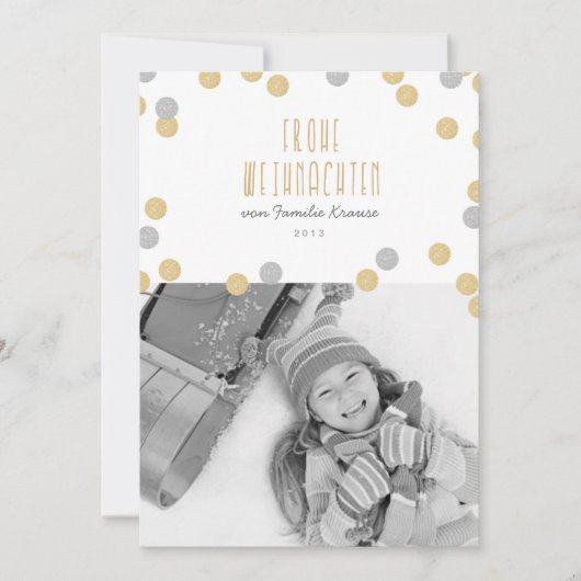 Gold Glitzern Foto Weihnachtskarte Feiertagskarte (Vorderseite)