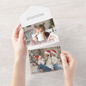 Gold Glitzern Frohe Weihnachtskalligraphie Foto All In One Einladung (Abreißen)