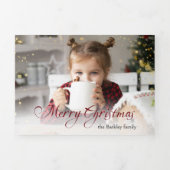 Gold Glitzern Frohe Weihnachtskalligraphie Foto Dreifach Gefaltete Urlaubskarte (Cover)