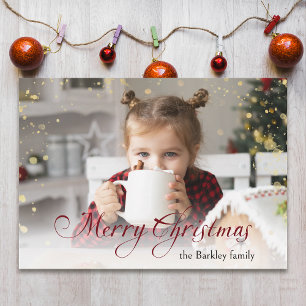 Gold Glitzern Frohe Weihnachtskalligraphie Foto Feiertagskarte