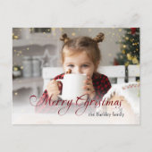 Gold Glitzern Frohe Weihnachtskalligraphie Foto Feiertagspostkarte (Vorderseite)