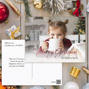 Gold Glitzern Frohe Weihnachtskalligraphie Foto Feiertagspostkarte