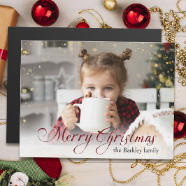 Gold Glitzern Frohe Weihnachtskalligraphie Foto Magnetkarte