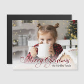 Gold Glitzern Frohe Weihnachtskalligraphie Foto Magnetkarte (Vorne/Hinten)